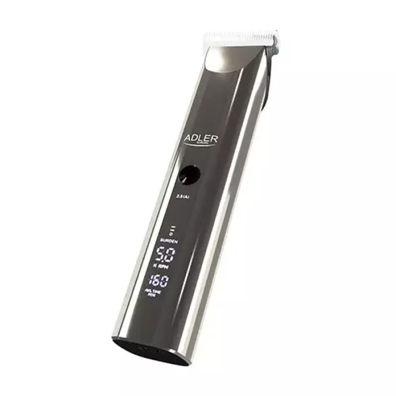 Adler AD 2834 maszynka do strzyżenia włosów, od 3 mm do 1,2 cm, 4 nasadki, LCD, srebrna