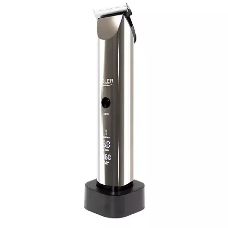 Adler AD 2834 maszynka do strzyżenia włosów, od 3 mm do 1,2 cm, 4 nasadki, LCD, srebrna