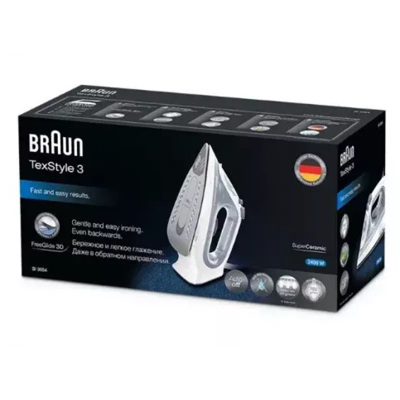Żelazko parowe Braun TexStyle 3 SI3054GY Ceramiczna stopa 2400 W Szary