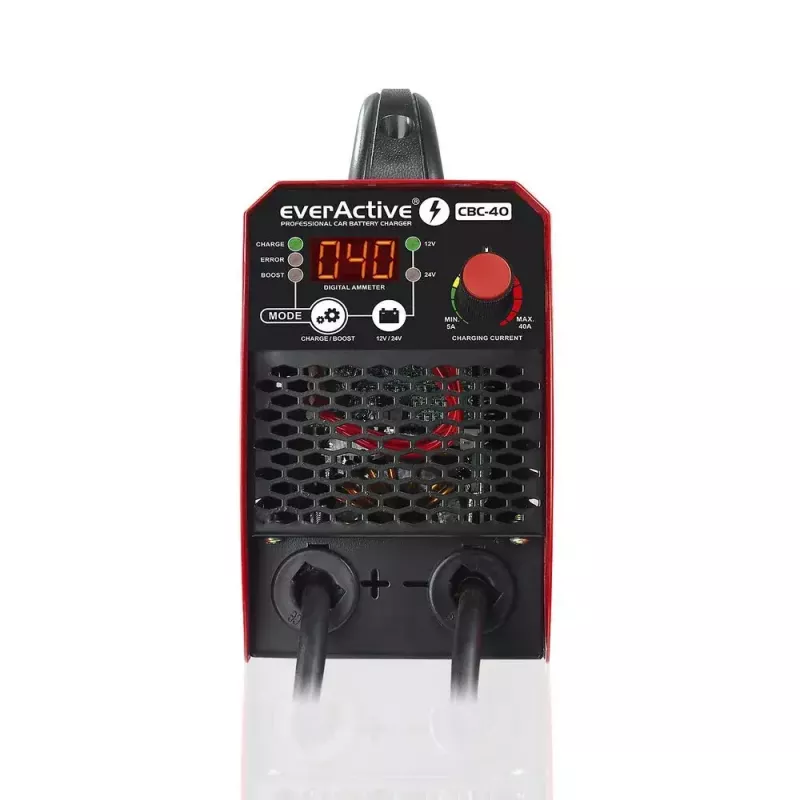 Ładowarka samochodowa everActive CBC40 12V/24V, ładowarka akumulatora pojazdu kompatybilna z systemami 12V i 24V