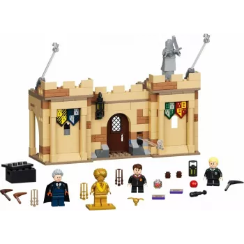 Zestaw LEGO Harry Potter Pierwsza lekcja latania w Hogwarcie 76395 z minifigurkami Harry'ego i Dracona