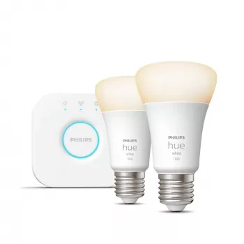 Philips Hue biały Zestaw startowy: 2 inteligentne żarówki E27 (1100), Zestaw inteligentnego oświetlenia, Bluetooth/Zigbee, Biały, LED, E27, A60