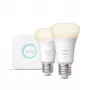 Philips Hue biały Zestaw startowy: 2 inteligentne żarówki E27 (1100), Zestaw inteligentnego oświetlenia, Bluetooth/Zigbee, Biały, LED, E27, A60