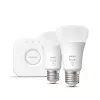 Philips Hue biały Zestaw startowy: 2 inteligentne żarówki E27 (1100), Zestaw inteligentnego oświetlenia, Bluetooth/Zigbee, Biały, LED, E27, A60