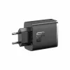 Szybka ładowarka Baseus Cube Pro 65W — 3 porty (2×USB-C, 1×USB-A), 110–240V, AC do użytku wewnętrznego, uniwersalna kompatybilność, czarna, 0,154 kg