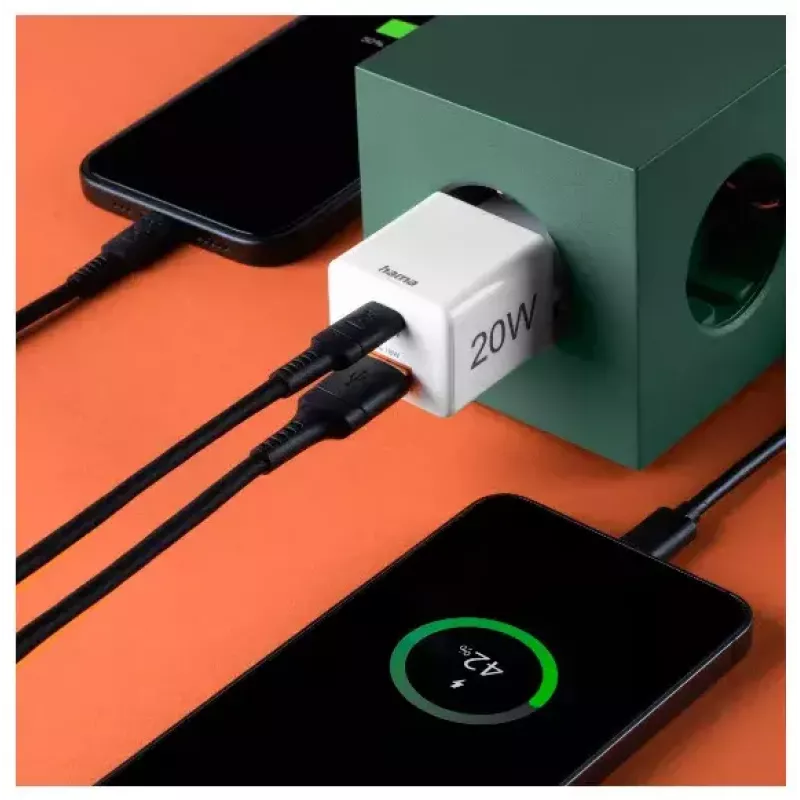 Hama 00201991 ładowarka do urządzeń mobilnych Zestaw słuchawkowy, Powerbank, Smartfon, Tablet Biały AC Szybkie ładowanie Do użytku wewnątrz pomieszczeń