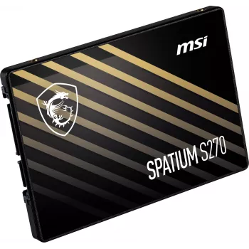 2.5 cala SATA III SSD MSI SPATIUM S270 480 GB — 3D NAND, zapis 450 MB/s, MTBF 2 mln h