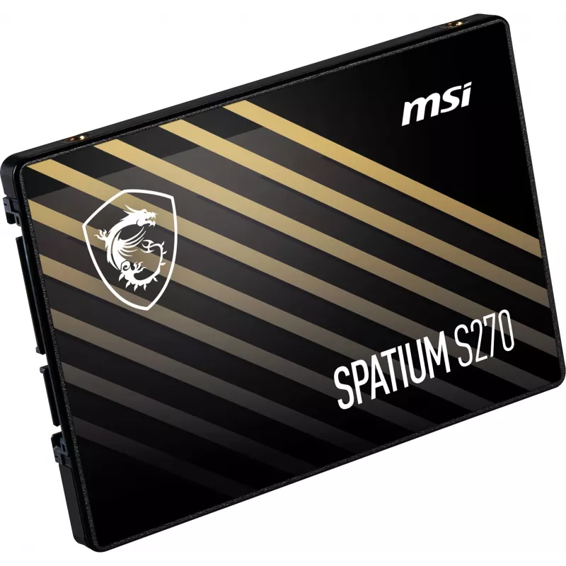 2.5 cala SATA III SSD MSI SPATIUM S270 480 GB — 3D NAND, zapis 450 MB/s, MTBF 2 mln h