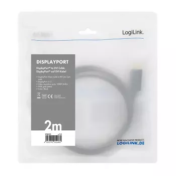 Adapterski kabel wideo LogiLink CV0130 1m DisplayPort DVI Czarny