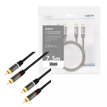 Kabel audio LogiLink CA1208 7,5 m 2 x RCA czarny