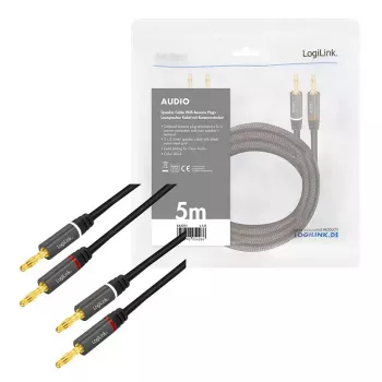 Kabel audio LogiLink CA1211 5m 2x Banan Czarny
