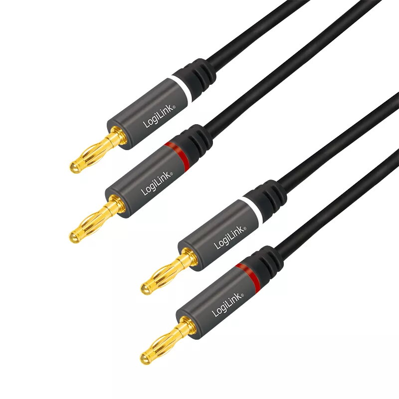 Kabel audio LogiLink CA1211 5m 2x Banan Czarny