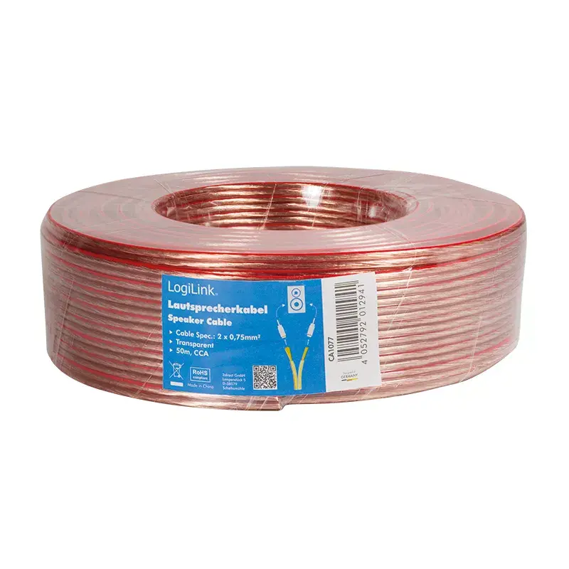 Kabel audio LogiLink CA1077 50 m przezroczysty
