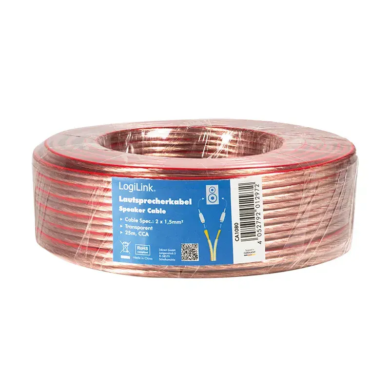 Kabel audio LogiLink CA1080 25m przezroczysty