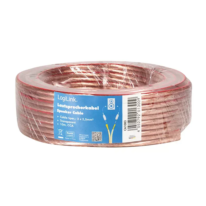 Kabel audio LogiLink CA1083 10 m Transparentny
