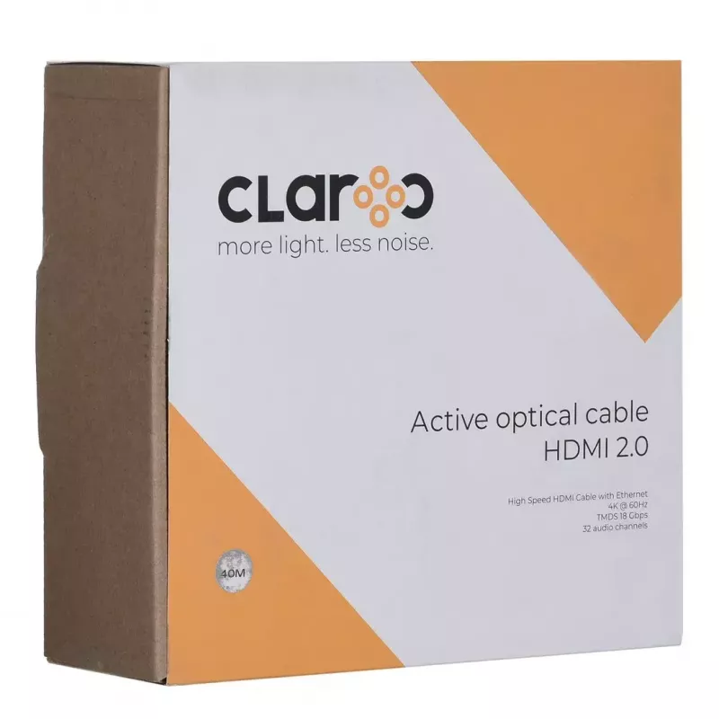 Światłowodowy kabel HDMI claroc FEN-HDMI-20-40M, aktywny kabel optyczny (AOC) HDMI 2.0, 4K, 40 m