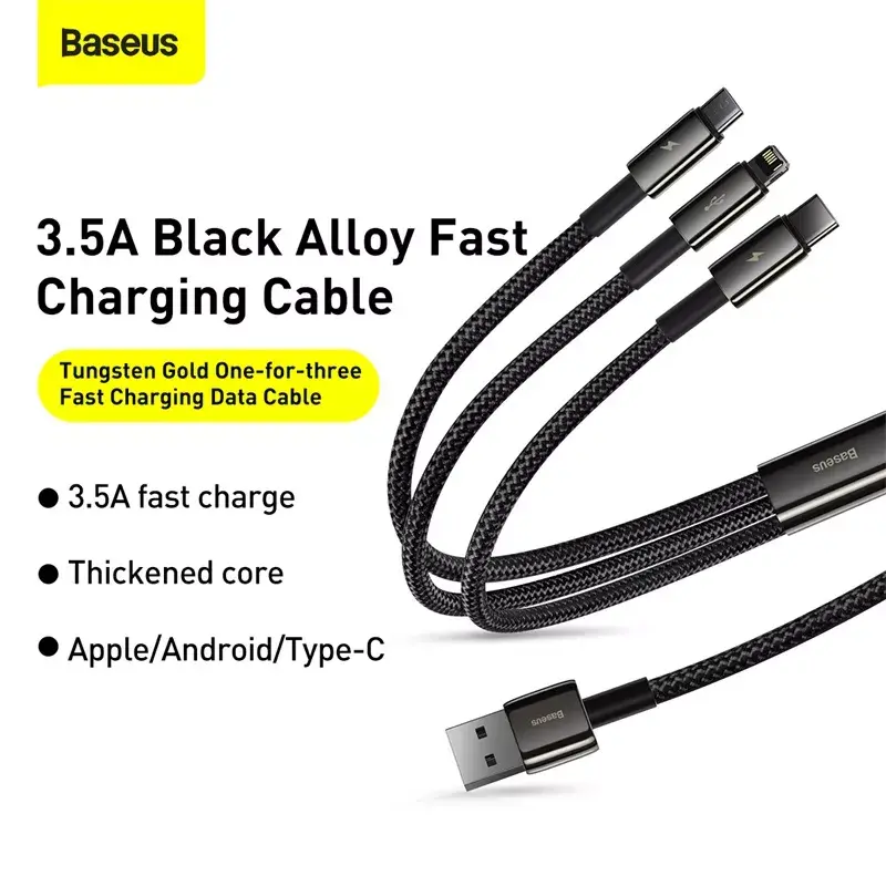 3-w-1 kabel USB Baseus Tungsten Gold CAMLTWJ-01