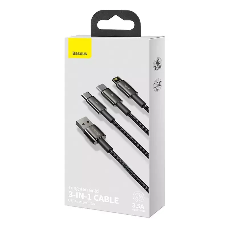 3-w-1 kabel USB Baseus Tungsten Gold CAMLTWJ-01