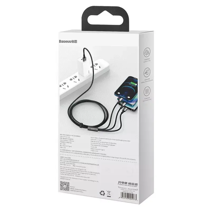 3-w-1 kabel USB Baseus Tungsten Gold CAMLTWJ-01