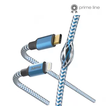 Kabel refleksyjny Hama 1,5 m niebieski Lightning do USB C 3 A