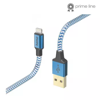 Kabel Hama Reflective 1,5 m niebieski Lightning na USB A 2,4 A