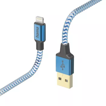 Kabel Hama Reflective 1,5 m niebieski Lightning na USB A 2,4 A