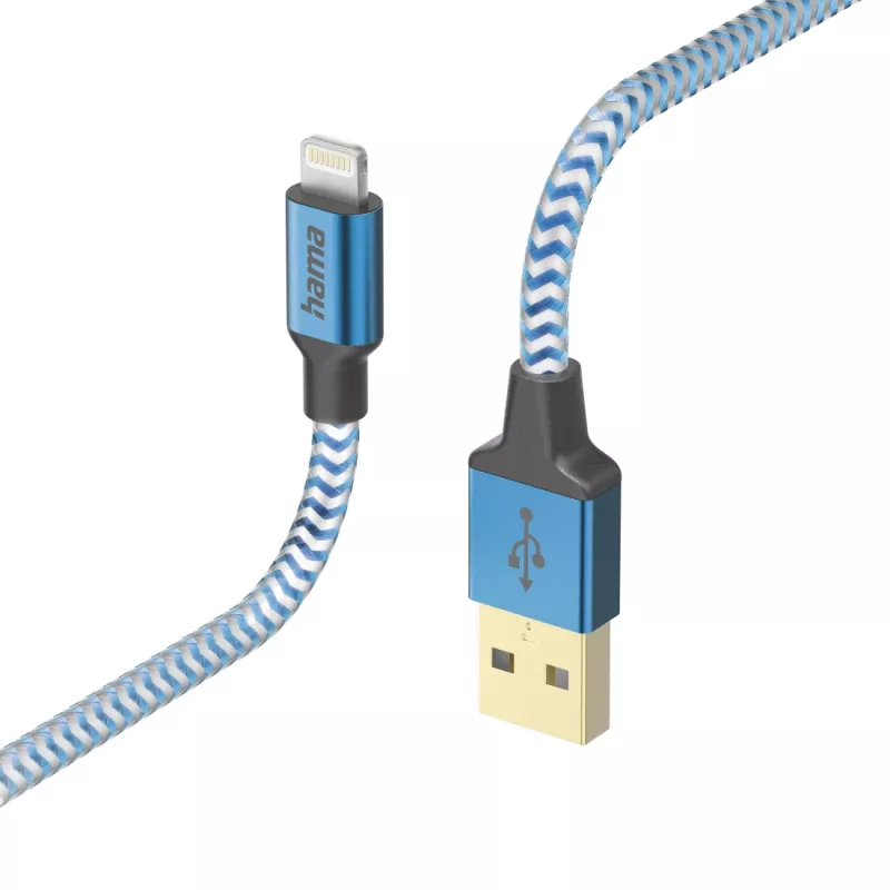 Kabel Hama Reflective 1,5 m niebieski Lightning na USB A 2,4 A