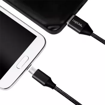 Kabel USB LogiLink CU0143 USB 2.0 0,3 m USB A Micro-USB B Czarny