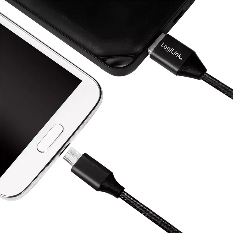 Kabel USB LogiLink CU0143 USB 2.0 0,3 m USB A Micro-USB B Czarny