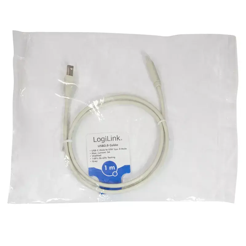 Kabel USB LogiLink CU0160 USB 2.0 1m USB C USB B Biały