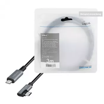 Kabel USB LogiLink CU0183 2m USB C Czarny Srebrny USB 2.0