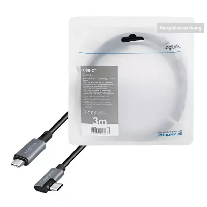 Kabel USB LogiLink CU0183 2m USB C Czarny Srebrny USB 2.0