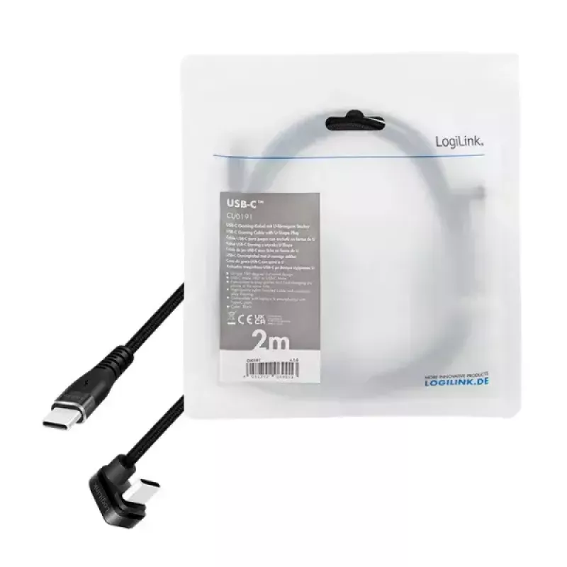 LogiLink CU0191 kabel USB 2.0 2 m USB-C czarny