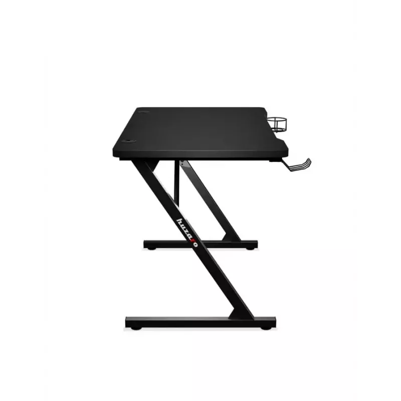 Prosty stół gamingowy Huzaro Hero 1.8 Czarny — blat MDF 1000×600×700 mm, rama stalowa, uchwyt na kubek