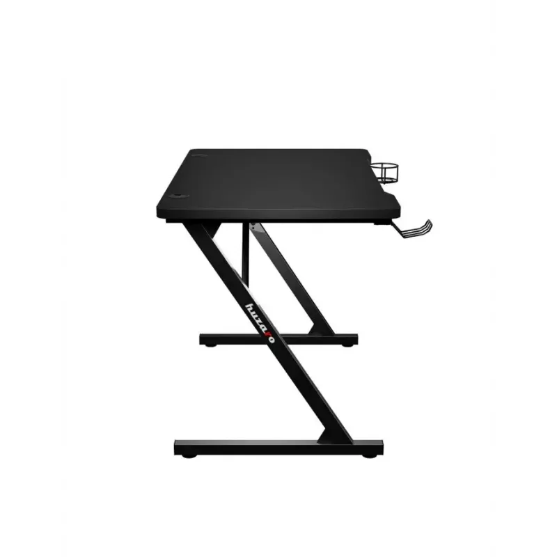 Prosty stół gamingowy Huzaro Hero 1.8 Czarny — blat MDF 1000×600×700 mm, rama stalowa, uchwyt na kubek