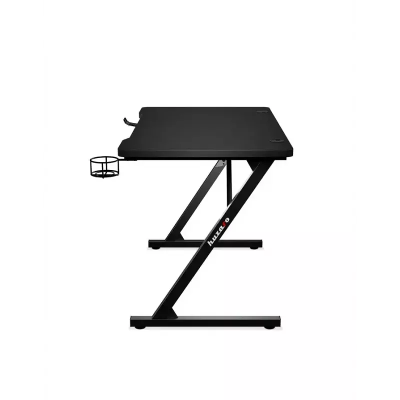 Prosty stół gamingowy Huzaro Hero 1.8 Czarny — blat MDF 1000×600×700 mm, rama stalowa, uchwyt na kubek