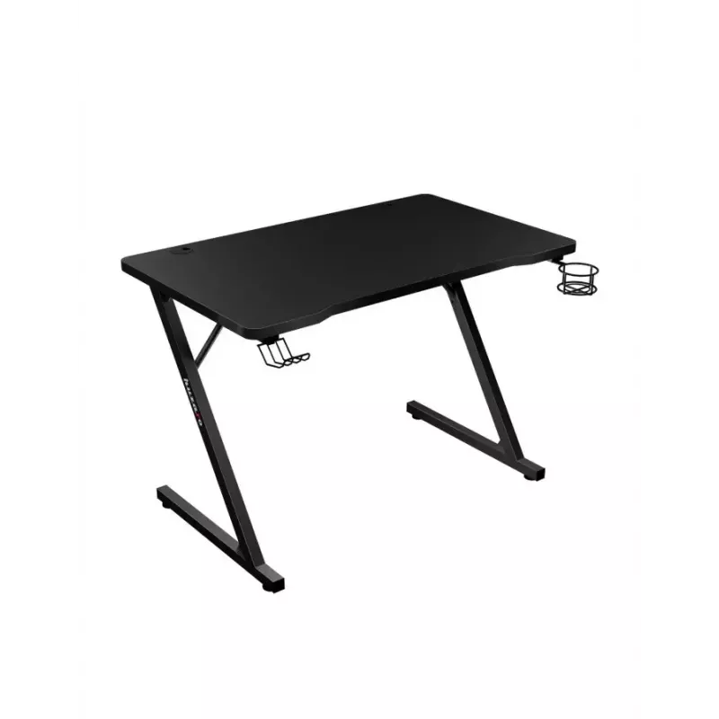 Prosty stół gamingowy Huzaro Hero 1.8 Czarny — blat MDF 1000×600×700 mm, rama stalowa, uchwyt na kubek