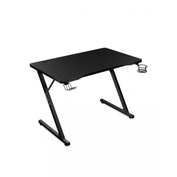 Prosty stół gamingowy Huzaro Hero 1.8 Czarny — blat MDF 1000×600×700 mm, rama stalowa, uchwyt na kubek