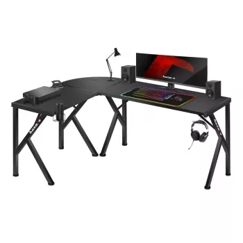 Narożne biurko gamingowe Huzaro Hero 6.3 Czarny blat w kształcie L z włókna węglowego 1540×1170×740 mm