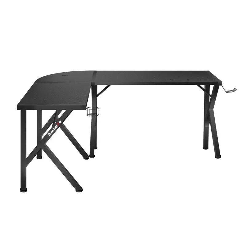 Narożne biurko gamingowe Huzaro Hero 6.3 Czarny blat w kształcie L z włókna węglowego 1540×1170×740 mm