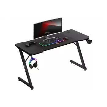 Ergonomiczne biurko gamingowe huzaro Hero 3.3 Czarny — prosty prostokątny blat 1400x600 mm, wysokość 740 mm, blat 15 mm