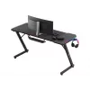 Biurko gamingowe huzaro Hero 3.3 RGB — czarny prosty blat 1400x600 mm, oświetlenie LED, uchwyt na kubek, haczyk na słuchawki