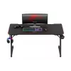 Biurko gamingowe huzaro Hero 3.3 RGB — czarny prosty blat 1400x600 mm, oświetlenie LED, uchwyt na kubek, haczyk na słuchawki