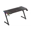 Biurko gamingowe huzaro Hero 3.3 RGB — czarny prosty blat 1400x600 mm, oświetlenie LED, uchwyt na kubek, haczyk na słuchawki