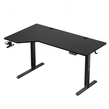 Biurko gamingowe huzaro Hero 9.1 Czarny — blat MDF w kształcie litery L, ładowanie USB-C, sterowanie LED, regulowana wysokość 72–118 cm