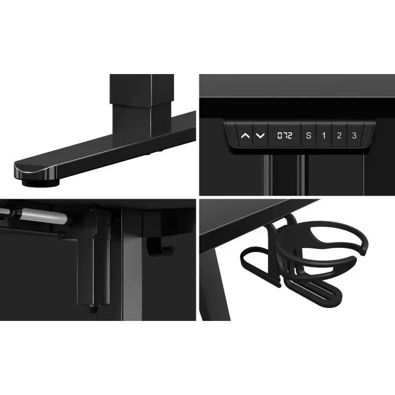 Biurko gamingowe huzaro Hero 9.1 Czarny — blat MDF w kształcie litery L, ładowanie USB-C, sterowanie LED, regulowana wysokość 72–118 cm