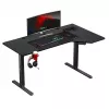 Biurko gamingowe huzaro Hero 9.1 Czarny — blat MDF w kształcie litery L, ładowanie USB-C, sterowanie LED, regulowana wysokość 72–118 cm