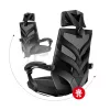 Fotel gamingowy Huzaro Combat 5.0 Mesh seat Czarny — siedzisko mesh, oddychające oparcie, pochylenie 90–140°, maks. obciążenie 140 kg, podłokietniki, podnóżek