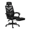Fotel gamingowy Huzaro Combat 5.0 Mesh seat Czarny — siedzisko mesh, oddychające oparcie, pochylenie 90–140°, maks. obciążenie 140 kg, podłokietniki, podnóżek