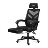Fotel gamingowy Huzaro Combat 5.0 Mesh seat Czarny — siedzisko mesh, oddychające oparcie, pochylenie 90–140°, maks. obciążenie 140 kg, podłokietniki, podnóżek